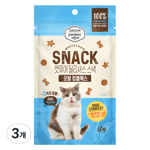 캣퓨어 고양이 딜리셔스 스낵 오랄 콤플렉스, 3개, 60g, 혼합맛(닭고기/참치)