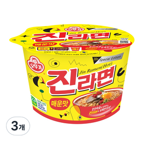 오뚜기 진라면 매운맛 용기 110g, 3개