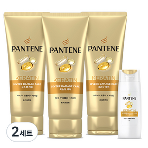 팬틴 케라틴 극손상케어 트리트먼트 220ml 3p + 샴푸 90ml 세트, 2세트