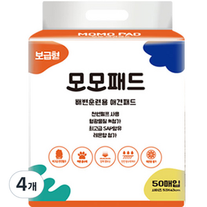 모모 강아지 배변패드 레몬향, 50개입, 4개