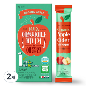 웰트릿 유기농 애플사이다비니거 애플퀸 애사비 15p, 2개, 225ml