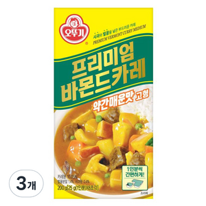 오뚜기 프리미엄 바몬드 카레 고형 약간 매운맛, 200g, 3개