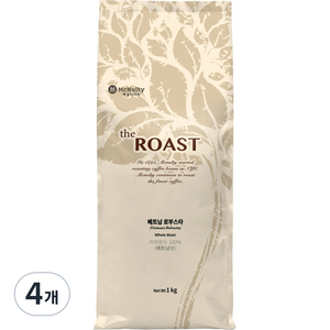 맥널티 베트남 로부스타 G1 원두커피, 1kg, 4개, 홀빈(분쇄안함)