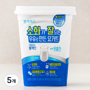 불가리스 소화가 잘되는 우유로 만든 요거트 플레인, 400g, 5개