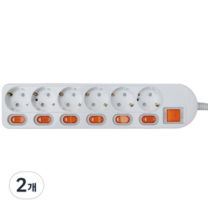 번개표 개별형 멀티 콘센트 6구 WI-MC-1665, 5m, 혼합색상, 2개