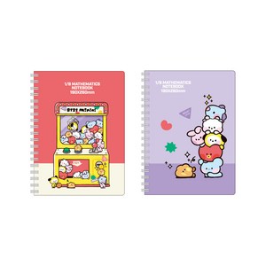 BT21 미니니 PP커버 8분할 수학노트, 랜덤발송, 2개