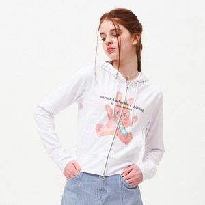 키르시 WITTY BUNNY SPLIT GRAPHIC CROP HOODIE ZIP UP