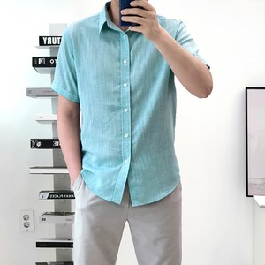 엘엑스티 시원한 남자 반팔 린넨 셔츠