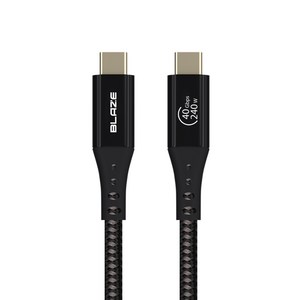 블레이즈 USB4 240W 40기가 5K GEN3 패브릭 소재 C타입-C타입 초고속 케이블, 30cm, 블랙, 1개