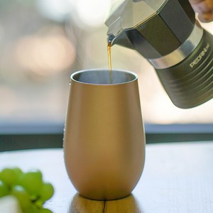 와이즈와이프 이중 보온보냉 스텐 튤립 텀블러, 로즈골드, 355ml