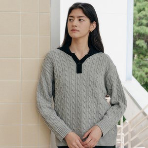 엽페 여성용 OVER COLLAR KNIT