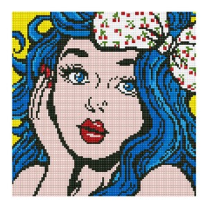 아이러브페인팅 DIY 보석십자수 캔버스형 러블리 30 x 30 cm, 파란머리 소녀, 1개