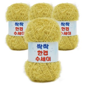 쎄비 싹싹 수세미 뜨개실 80g, 358 연겨자, 4개