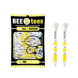 BEEtees 대용량 우드 골프티 100p, 옐로우, 69mm, 1개