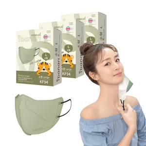아이바나리 에어 황사 방역용 마스크 소형 L KF94, 10개입, 3개, OLIVE KHAKI