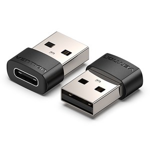 벤션 슈퍼포터블 USB to C타입 변환 젠더 CDWB0 2p, 20mm, 블랙, 2개