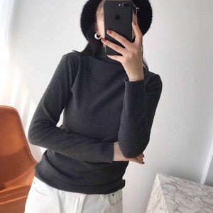 여성용 모이르벨라 딥컬러 목폴라 티셔츠