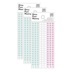 쁘띠팬시 오피스 포인트 마스킹 스티커 OPM-M306A, 민트 + 화이트 + 핑크, 3개