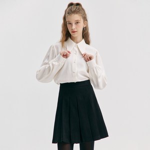 제로스트릿 소매 셔링 카라 블라우스