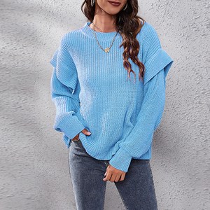 레몬소울 여성용 네이클 프릴 라운드 니트티