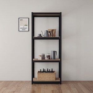 홈던트하우스 스피드랙 업그레이드형 무볼트 철제 선반 4단, 블랙