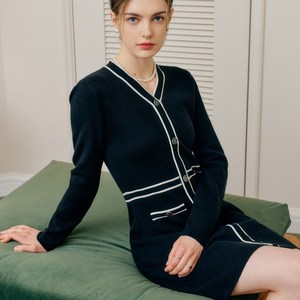 룩캐스트 여성용 유리 V넥 니트 원피스