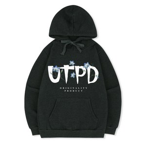 언탭트 남성용 빅사이즈 플라워 UTPD 기모 후드 티셔츠