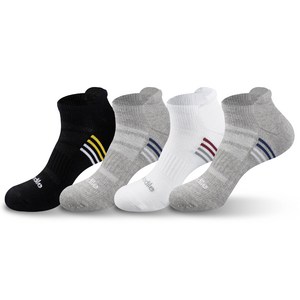 크로커다일 남성용 스포츠 쿠션 코지 스니커즈 양말 CD206 4족, 그레이 + 그레이 + 블랙 + 화이트, 1세트