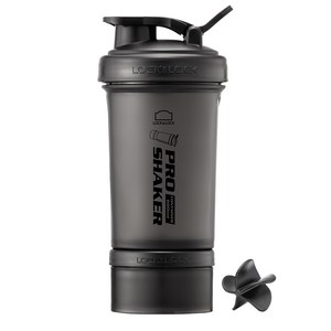 프로쉐이커 락앤락 컨테이너 쉐이크 보틀 600ml + 컨테이너 140ml 세트, 매트블랙, 1세트