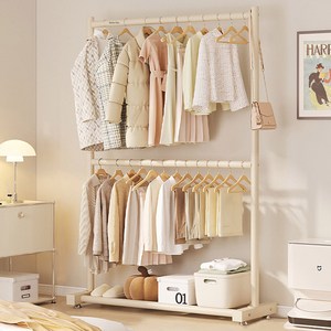 마켓플랜 스틸 베이직 2단 옷걸이 행거, 크림화이트