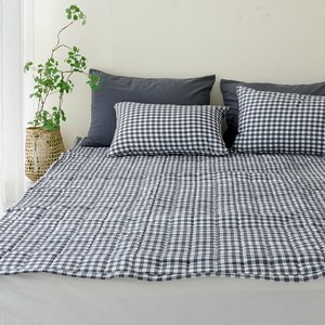 스코홈 국내 제조 단잠체크 사계절 양면 침대패드, 체크차콜