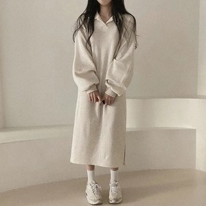 마켓에이 카라 트임 데일리 롱 원피스