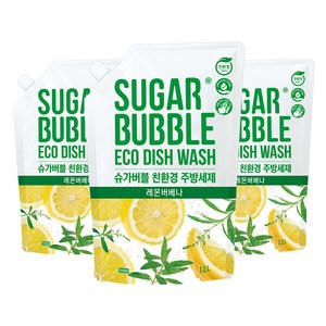 슈가버블 친환경 주방세제 레몬 버베나 리필, 3개, 1.2L