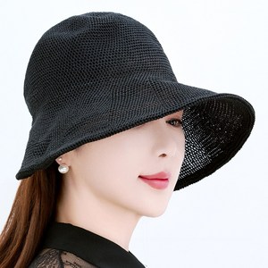 노이드비 여성용 조절가능 넓은 챙 밀짚 벙거지 모자