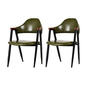 카페 우드암 인테리어 카페 가정용 업소용 식탁의자 소비자조립 2p, 카키PU, 2개