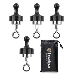 브리즈문 캠핑 O형 자석 고리 20mm x 4p + 스탬프 자석 29mm x 4p + 보관 파우치 세트, 크롬 + 블랙, 1개