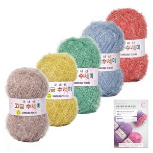 yana 고급 호빵 수세미 80g x 5p + 도안 C타입 8종 세트, 1세트, N3빈티지레인보우