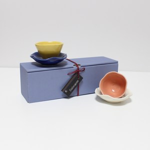 달소금 도자기 다기 꽃잎 찻잔 선물세트, 03 레몬, 코랄, 1세트