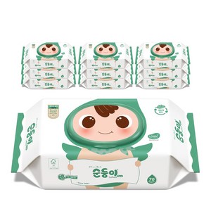 순둥이 로하스 아기물티슈 캡형 75gsm, 10세트, 70매