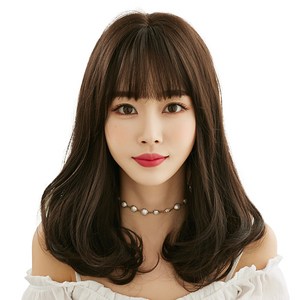 하이유니 시스루 뱅 허그 롤 펌 중단발 헤어 통가발 45cm + 가발망 + 거치대 세트, 쿨브라운(가발), 랜덤발송(거치대), 1세트