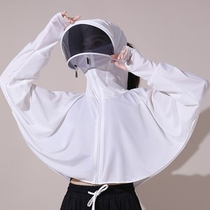 세컨드베스트 여성용 자외선차단 아웃도어 크롭 후드 집업