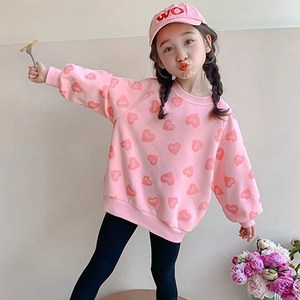 여아용 하트키치 긴팔 맨투맨