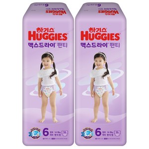 하기스 NEW 맥스드라이 팬티형 기저귀 여아용, 6단계, 76매