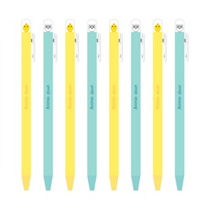 더오픈하우스 숨바꼭질 애니멀 젤펜 74-0492 0.5mm 2종 x 4p 세트, 블루, 옐로우, 1세트