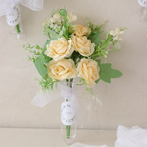 센트바스켓 납골당 조화꽃 + 벽부착 화병 세트, 로즈옐로우, 1세트