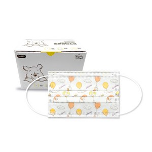 디즈니 푸 어린이 일회용 마스크 소형, 30개입, 1개, 혼합색상