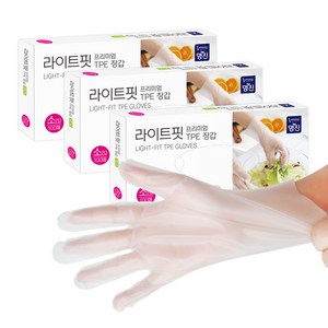 명진 라이트핏 TPE 위생장갑 백색 소 100p, 3개