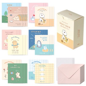 모노라이크 Story town afternoon Ver.1 데이바이데이 카드 12종 x 3p + 봉투 36p + 스티커 36p 세트, 혼합색상, 1세트