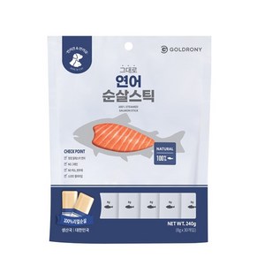 골드로니 그대로 순살스틱 반려동물 파우치 간식 30p, 연어, 240g, 1개