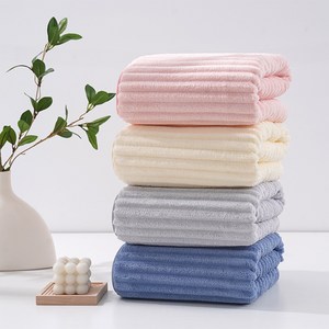 올웨일리 골지 캔디 벨벳 수건 4p세트 90g 마이크로파이버 TSP929, 핑크 + 그레이 + 블루 + 아이보리, 1세트